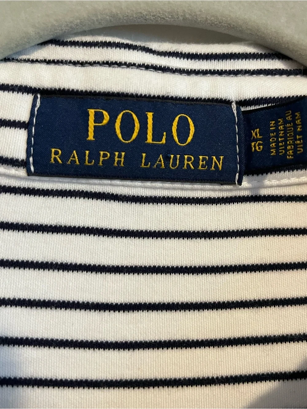 Polo Ralph Lauren Men's XL White Striped 100% Cotton Short Sleeve Navy Pony EUC